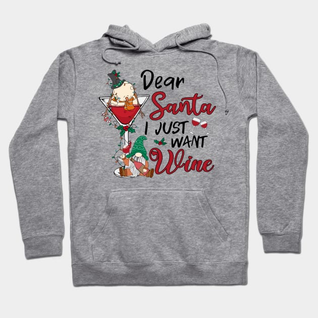 dear santa i just want wine christmas drinking team Hoodie by Mitsue Kersting